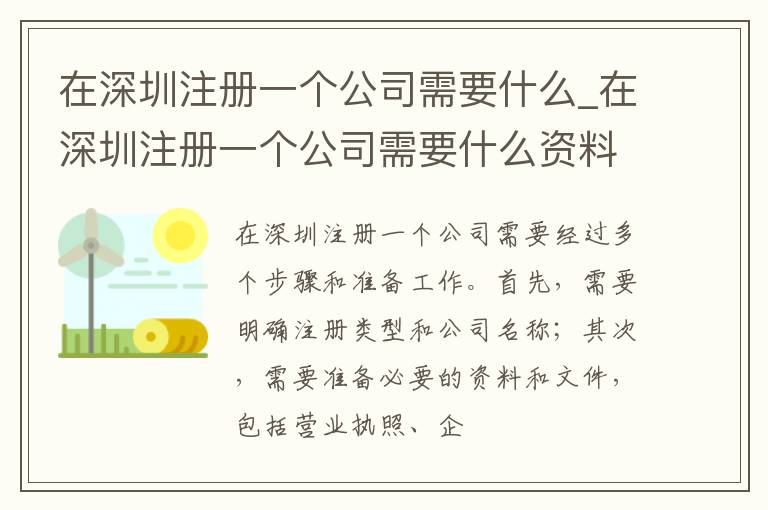 在深圳注册一个公司需要什么_在深圳注册一个公司需要什么资料