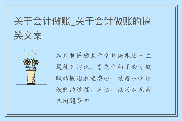 关于会计做账_关于会计做账的搞笑文案