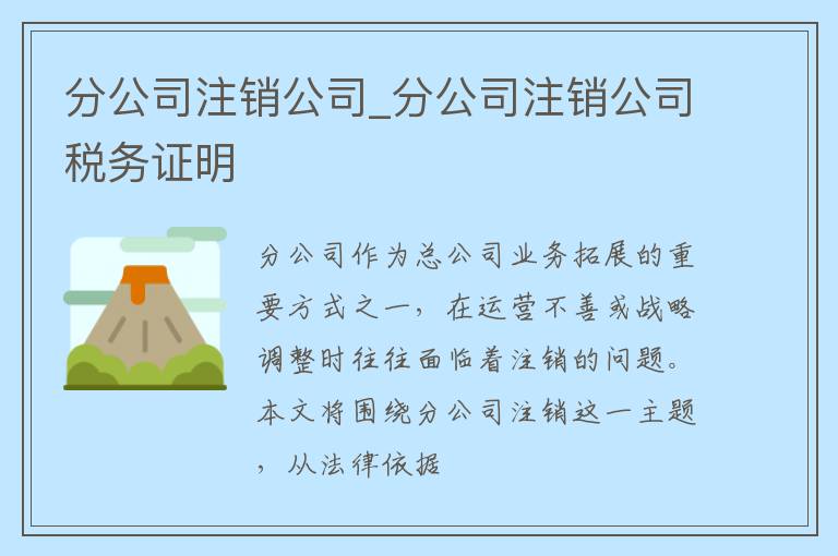 分公司注销公司_分公司注销公司税务证明