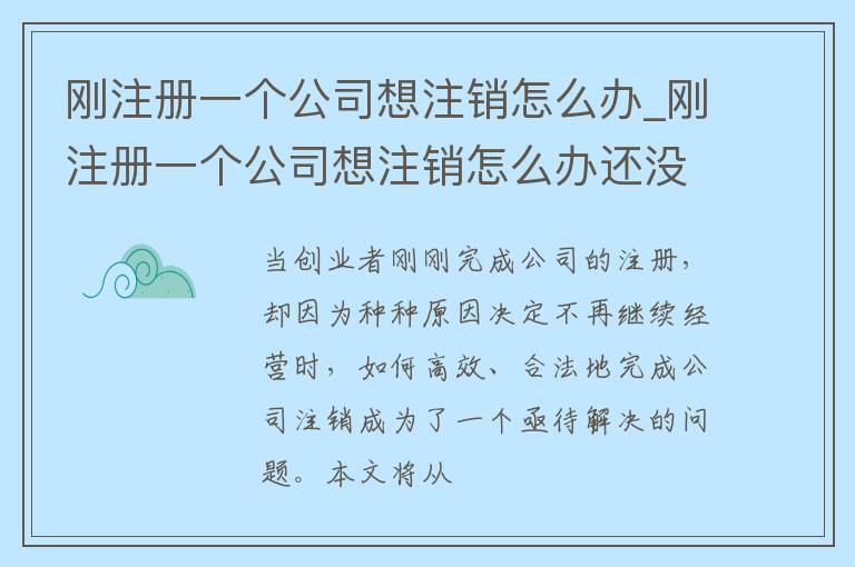 刚注册一个公司想注销怎么办_刚注册一个公司想注销怎么办还没有拿公章