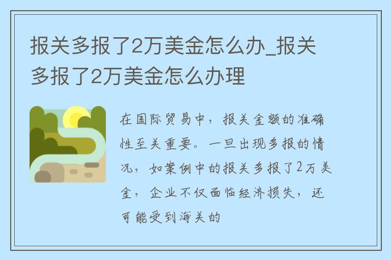 报关多报了2万美金怎么办_报关多报了2万美金怎么办理