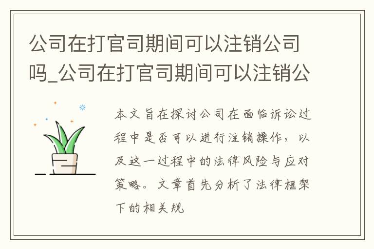 公司在打官司期间可以注销公司吗_公司在打官司期间可以注销公司吗合法吗