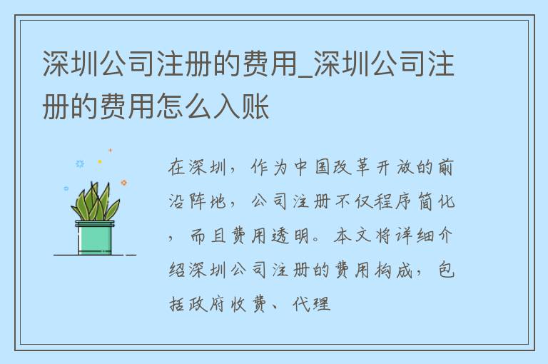 深圳公司注册的费用_深圳公司注册的费用怎么入账