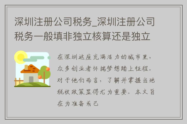 深圳注册公司税务_深圳注册公司税务一般填非独立核算还是独立核算?