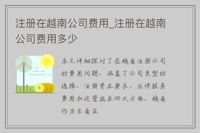 注册在越南公司费用_注册在越南公司费用多少